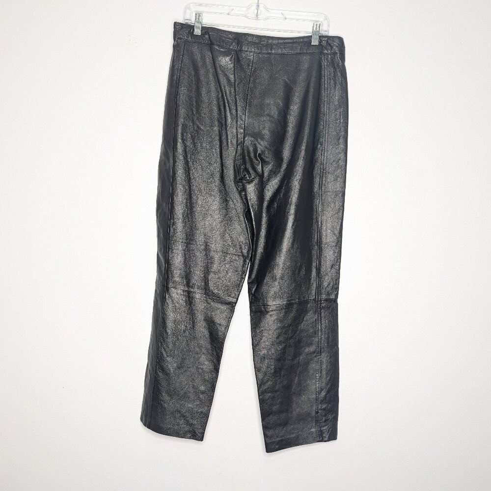 Bagatelle Vintage 90s Black Leather Pants Relaxed Fit High Waist Size 12 - Picture 2 of 9